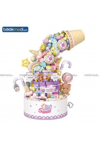 Đồ Chơi Lắp Ráp Mô Hình Hộp Nhạc Sweet Flow Music Box (Tặng Đèn LED) Hãng Loz